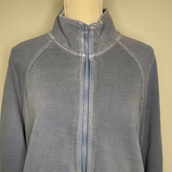 Fabletics Austin Bell Sleeve Jacket Zip Up Terry Cloth True Indigo Dark Large - Picture 6 of 12